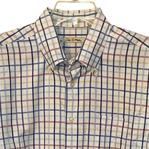 Peter Millar Vintage Button Down Long Sleeve Plaid Dress Shirt‎ XL Work Office - Picture 2 of 6